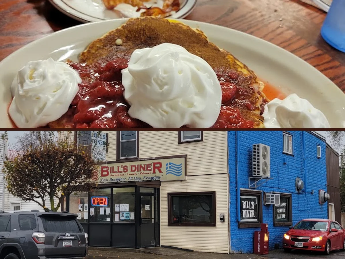 Breakfast plates in a small-town diner