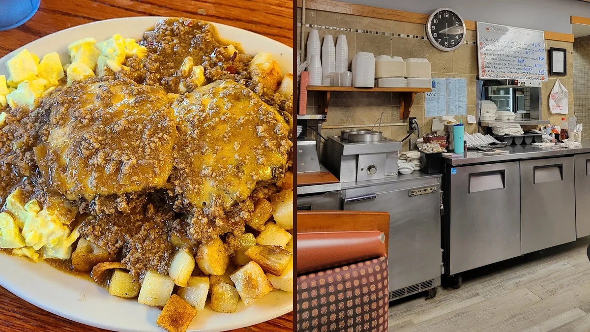 Breakfast plates in a small-town diner
